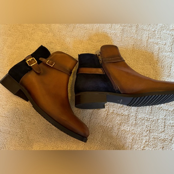 Beautiful brown leather + navy suede boots size 38 from Spain - Picture 2 of 7